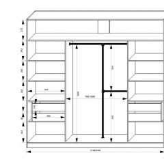 Шкаф-купе 2150 серии NEW CLASSIC K4+K4+K4+B22+PL4(по 2 ящика лев/прав+F обр.штанга) профиль «Капучино» в Нягани - nyagan.mebel24.online | фото 3