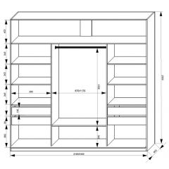 Шкаф-купе 2400 серии SOFT D2+D7+D3+B22+PL2 (по 2 ящика лев/прав+1штанга+1полка) профиль «Графит» в Нягани - nyagan.mebel24.online | фото 3