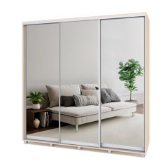 МАРТИН Шкаф-купе с зеркалами Млечный дуб (2200*450) М423 в Нягани - nyagan.mebel24.online | фото