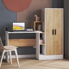 Стол компьютерный СКМ-1 ЛДСП Белый/Дуб крафт золотой в Нягани - nyagan.mebel24.online | фото