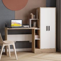Стол компьютерный СКМ-1 ЛДСП Белый/Дуб сонома в Нягани - nyagan.mebel24.online | фото