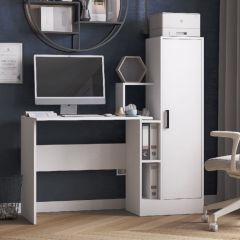 Стол компьютерный СКМ-2 ЛДСП Белый в Нягани - nyagan.mebel24.online | фото