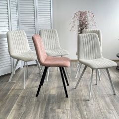 Стул ELVIS WZ2042-18 белая галька фактурный велюр / белый каркас М-City в Нягани - nyagan.mebel24.online | фото 2