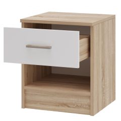 БЕАТРИС Тумба прикроватная (Дуб Сонома/Белый глянец) в Нягани - nyagan.mebel24.online | фото 2