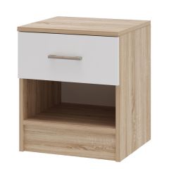 БЕАТРИС Тумба прикроватная (Дуб Сонома/Белый глянец) в Нягани - nyagan.mebel24.online | фото
