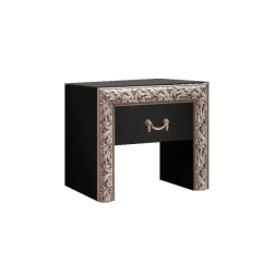 Тумба прикроватная Тиффани Premium черная/серебро (ТФТП-1(П) в Нягани - nyagan.mebel24.online | фото