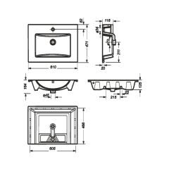 Умывальник мебельный "Quadro 60" Sanita Luxe в Нягани - nyagan.mebel24.online | фото 4