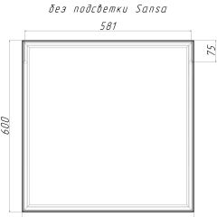 Зеркало Corsica 600х600 black без подсветки Sansa (SB1064Z) в Нягани - nyagan.mebel24.online | фото 4