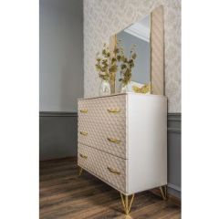 Зеркало ППУ Lara (бежевый глянец) в Нягани - nyagan.mebel24.online | фото 3