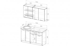 АНТИКА Кухонный гарнитур Медиум 2 (1400 мм) в Нягани - nyagan.mebel24.online | фото 2