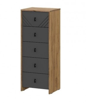 БАЙКАЛ Комод (5 ящиков) Графит/Дуб золотой в Нягани - nyagan.mebel24.online | фото 1