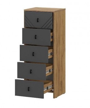 БАЙКАЛ Комод (5 ящиков) Графит/Дуб золотой в Нягани - nyagan.mebel24.online | фото 2