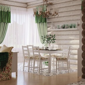 Комлект Вествик обеденный стол и четыре стула, массив сосны, цвет белый в Нягани - nyagan.mebel24.online | фото