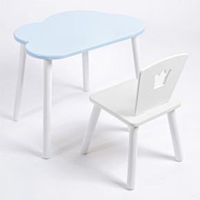 Комплект детский стол ОБЛАЧКО и стул КОРОНА ROLTI Baby (голубая  столешница/белое сиденье/белые ножки) в Нягани - nyagan.mebel24.online | фото 1