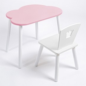 Комплект детский стол ОБЛАЧКО и стул КОРОНА ROLTI Baby (розовая столешница/белое сиденье/белые ножки) в Нягани - nyagan.mebel24.online | фото