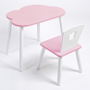 Комплект детский стол ОБЛАЧКО и стул КОРОНА ROLTI Baby (розовая столешница/розовое сиденье/белые ножки) в Нягани - nyagan.mebel24.online | фото 1