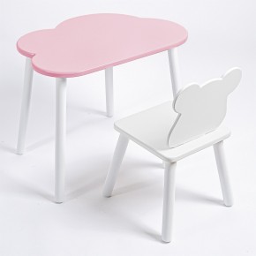 Комплект детский стол ОБЛАЧКО и стул МИШКА ROLTI Baby (розовая столешница/белое сиденье/белые ножки) в Нягани - nyagan.mebel24.online | фото