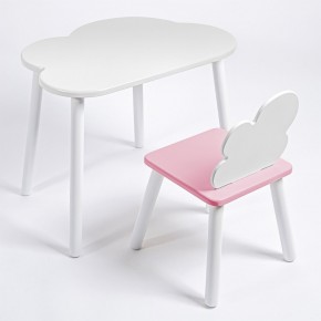 Комплект детский стол ОБЛАЧКО и стул ОБЛАЧКО ROLTI Baby (белая столешница/розовое сиденье/белые ножки) в Нягани - nyagan.mebel24.online | фото