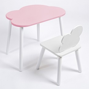 Комплект детский стол ОБЛАЧКО и стул ОБЛАЧКО ROLTI Baby (розовая столешница/белое сиденье/белые ножки) в Нягани - nyagan.mebel24.online | фото