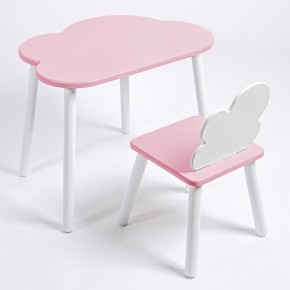 Комплект детский стол ОБЛАЧКО и стул ОБЛАЧКО ROLTI Baby (розовая столешница/розовое сиденье/белые ножки) в Нягани - nyagan.mebel24.online | фото 1