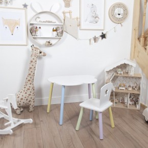 Комплект детский стол ОБЛАЧКО и стул ЗВЕЗДА ROLTI Baby (белая столешница/белое сиденье/цветные ножки) в Нягани - nyagan.mebel24.online | фото