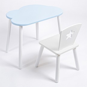 Комплект детский стол ОБЛАЧКО и стул ЗВЕЗДА ROLTI Baby (голубая столешница/белое сиденье/белые ножки) в Нягани - nyagan.mebel24.online | фото