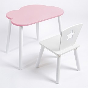 Комплект детский стол ОБЛАЧКО и стул ЗВЕЗДА ROLTI Baby (розовая столешница/белое сиденье/белые ножки) в Нягани - nyagan.mebel24.online | фото