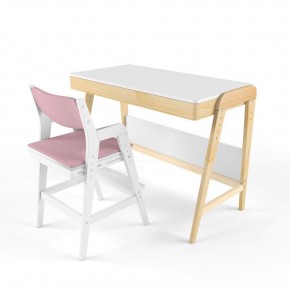 Комплект растущий стол и стул с чехлом 38 попугаев «Вуди» (Белый, Белый, Розовый) в Нягани - nyagan.mebel24.online | фото