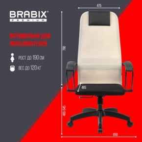 Кресло BRABIX PREMIUM "Ultimate EX-800" пластик, плотная двойная сетка Х2, черное/бежевое, 532916 в Нягани - nyagan.mebel24.online | фото 6