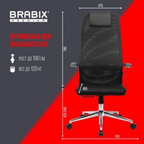 Кресло BRABIX PREMIUM "Ultimate EX-801" хром, плотная двойная сетка Х2, черное, 532917 в Нягани - nyagan.mebel24.online | фото 7