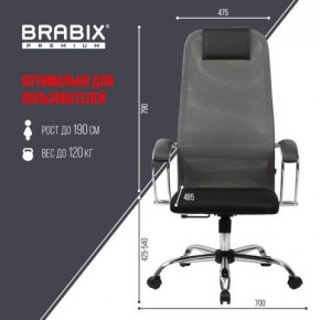 Кресло офисное BRABIX PREMIUM "Ultimate EX-800" хром, плотная двойная сетка Х2, черное/серое, 532912 в Нягани - nyagan.mebel24.online | фото 3