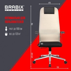 Кресло офисное BRABIX PREMIUM "Ultimate EX-801" хром, плотная двойная сетка Х2, черное/бежевое, 532919 в Нягани - nyagan.mebel24.online | фото 6