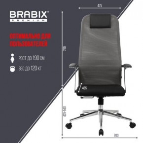 Кресло офисное BRABIX PREMIUM "Ultimate EX-801" хром, плотная двойная сетка Х2, черное/серое, 532918 в Нягани - nyagan.mebel24.online | фото 5