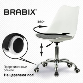 Кресло стул BRABIX "Eames MG-310 CH", хром, пластик белый, ткань серая, 532924 в Нягани - nyagan.mebel24.online | фото 7