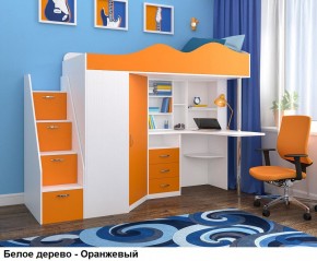 Кровать-чердак Пионер 1 (800*1900) Белое дерево, Анкор темный, Венге в Нягани - nyagan.mebel24.online | фото 6