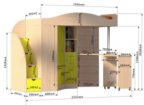 Кровать-чердак Юниор 4 (800*1900) в Нягани - nyagan.mebel24.online | фото 3