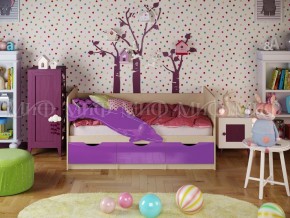 Кровать Дельфин-1 800*1600 (Фиолетовый металлик/дуб крафт белый) в Нягани - nyagan.mebel24.online | фото