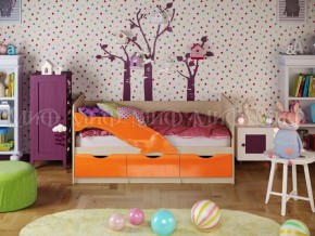 Кровать Дельфин-1 800*1600 (Оранжевый металлик/дуб крафт белый) в Нягани - nyagan.mebel24.online | фото