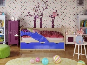 Кровать Дельфин-1 800*1600 (Синий металлик/дуб крафт белый) в Нягани - nyagan.mebel24.online | фото