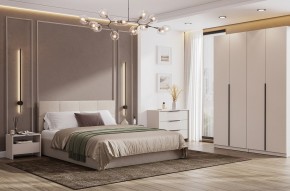 Кровать двойная №4 с основанием (Бежевый) в Нягани - nyagan.mebel24.online | фото 3