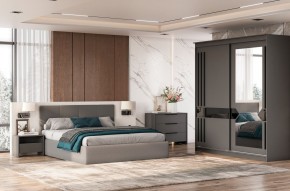 Кровать двойная №4 с основанием (Серый) в Нягани - nyagan.mebel24.online | фото 3