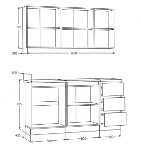 Кухня Хилтон 1.6 м (Белый текстурный/Дуб Вотан) в Нягани - nyagan.mebel24.online | фото 3