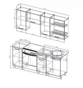 Кухонный гарнитур Антрацит 2000 (Стол. 38мм) в Нягани - nyagan.mebel24.online | фото 2