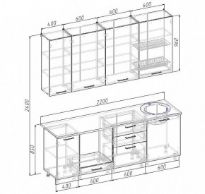 Кухонный гарнитур Антрацит 2200 (Стол. 26мм) в Нягани - nyagan.mebel24.online | фото 3