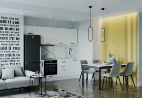 Кухонный гарнитур Белый Глянец 2550 (Стол. 38мм) в Нягани - nyagan.mebel24.online | фото 1