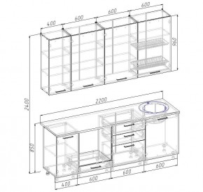 Кухонный гарнитур Дели 2200 (Стол. 26мм) в Нягани - nyagan.mebel24.online | фото 2