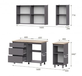 Кухонный гарнитур ДЕНВЕР (1600) Графит серый/Дуб Сонома в Нягани - nyagan.mebel24.online | фото 2