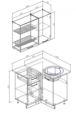 Кухонный гарнитур угловой Лада 1000х1000 (Стол. 26мм) в Нягани - nyagan.mebel24.online | фото 2