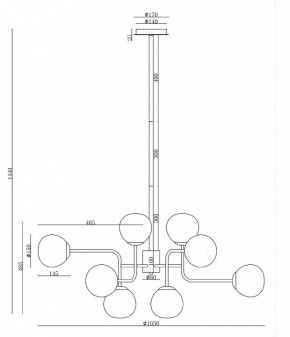 Люстра на штанге Maytoni Erich MOD221-PL-12-G в Нягани - nyagan.mebel24.online | фото 3