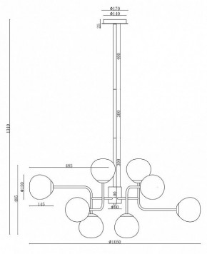 Люстра на штанге Maytoni Erich MOD221-PL-12-N в Нягани - nyagan.mebel24.online | фото 3